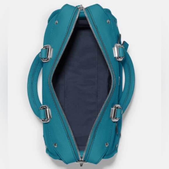 COACH MILLIE SATCHEL TEAL w/SILVER ACCENT VIRTUALLY NEW y2k RARE color pristine - Picture 4 of 17